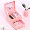 Jewelry Double-layer Grids Box Case Display Heart-shape Mirror Drawer Container Storing Fashionable Collection Gift