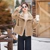 Women's Winter Wool Coat - Leather & Fur Color Block, Thick & Fleece-Lined, Warm & Stylish (YE6299)
