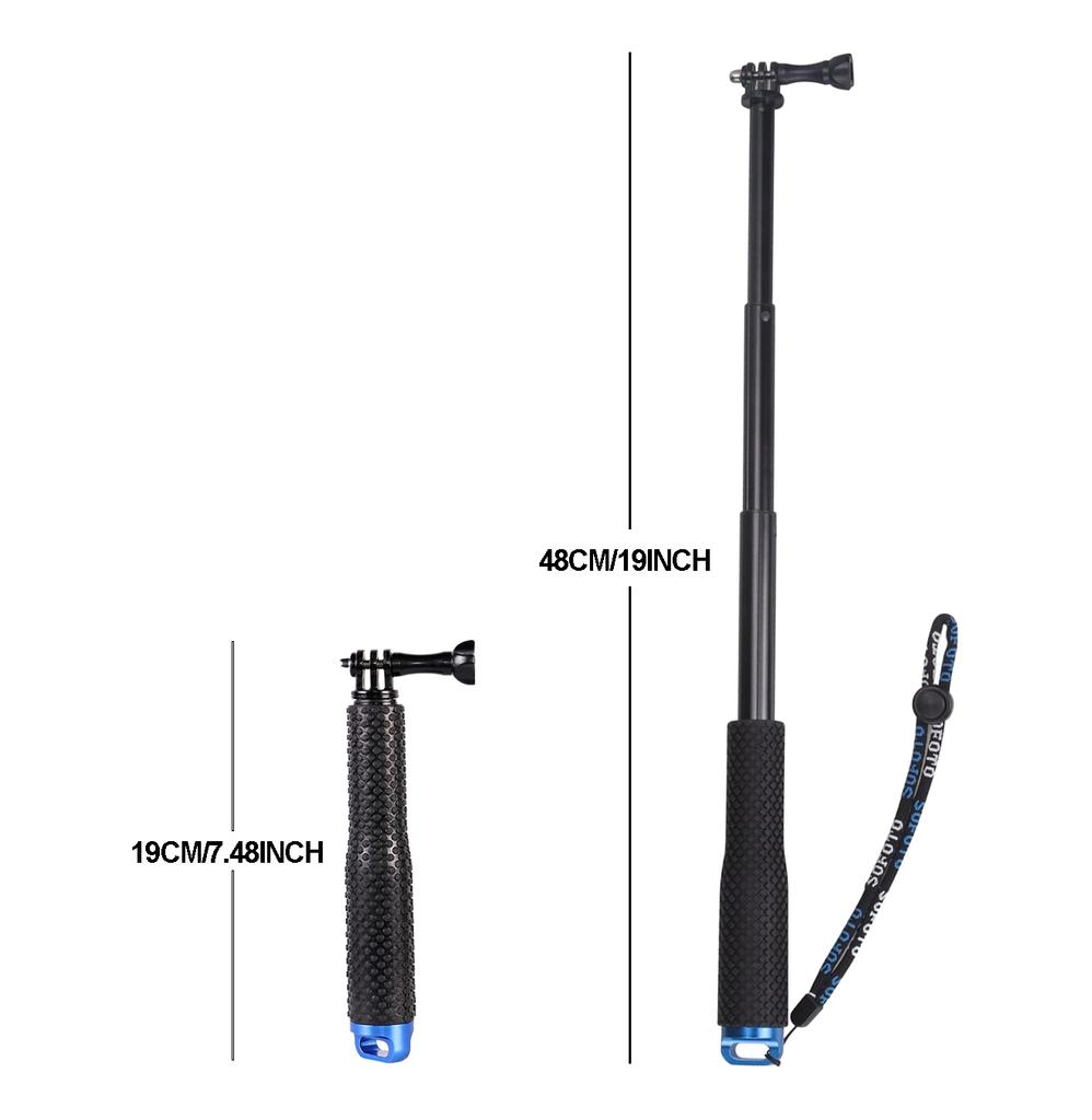 Aluminum Extendable Handheld Selfie Stick Telescoping Pole for GoPro Hero 13 12 11 10 9 8 Insta360 X4 DJI Osmo Action 5 Pro 4