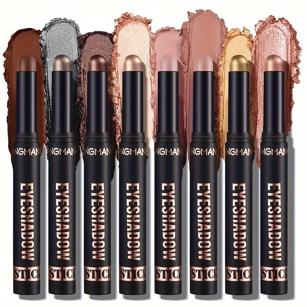 8-Color Waterproof Eyeshadow Stick Set - Long-Lasting, High Pigmentation, Shimmer & Matte, Neutral Brown Tones, Plant Squalane