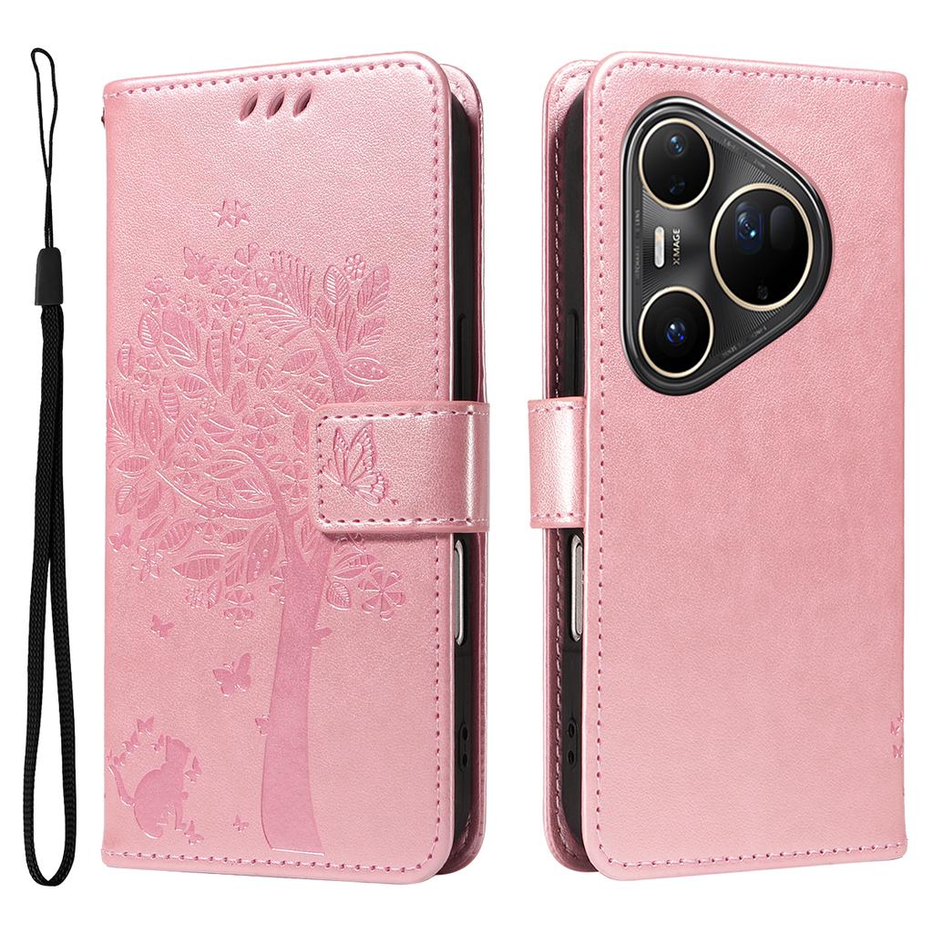For Huawei Pura 80 Ultra Phone Case with Stand Cat Tree Pattern Leather Wallet Mobile Cover