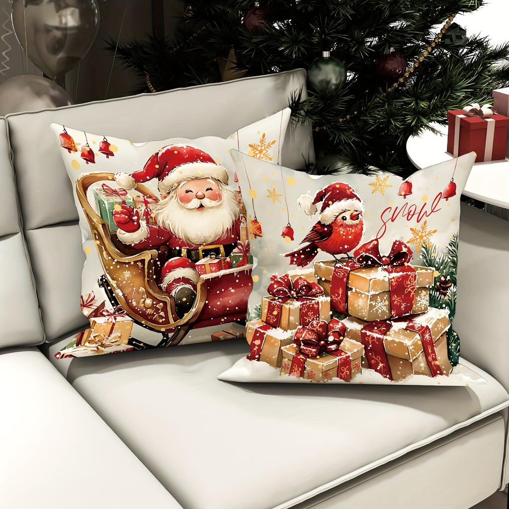 Рождественское украшение наволочка новогодний подарок Санта Клаус Снеговик Птица наволочка диванная подушка наволочка украшение для комнаты дома