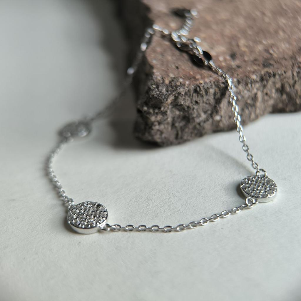 Silver Bracelet with Cubic Zirconia, Product Weight 3.11 G (2183891)