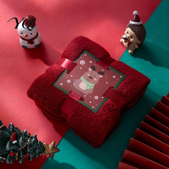 Xmas Gift Box Sets Christmas Towel, Soft Coral Fleece Decorative Red/Green/White Hand Towel for Washcloths Holiday Bathroom and Kitchen Decor,