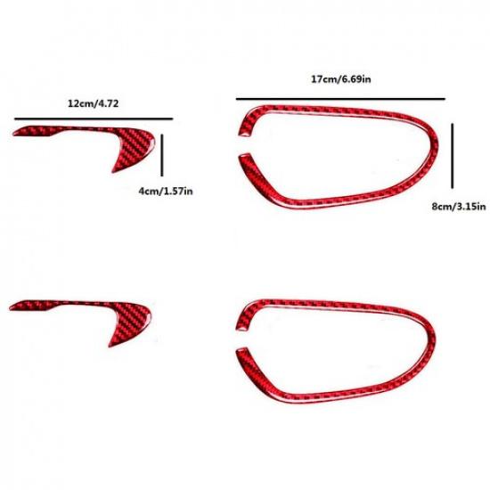 Red Carbon Fiber 2 Door Handle Sticker Trim For Honda Civic 2006-2011