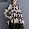 2024 Women Plus Size Spring Summer New Blouse Shirt Oversized Long Sleeve Loose Polka Dot Print Design Casual Tops