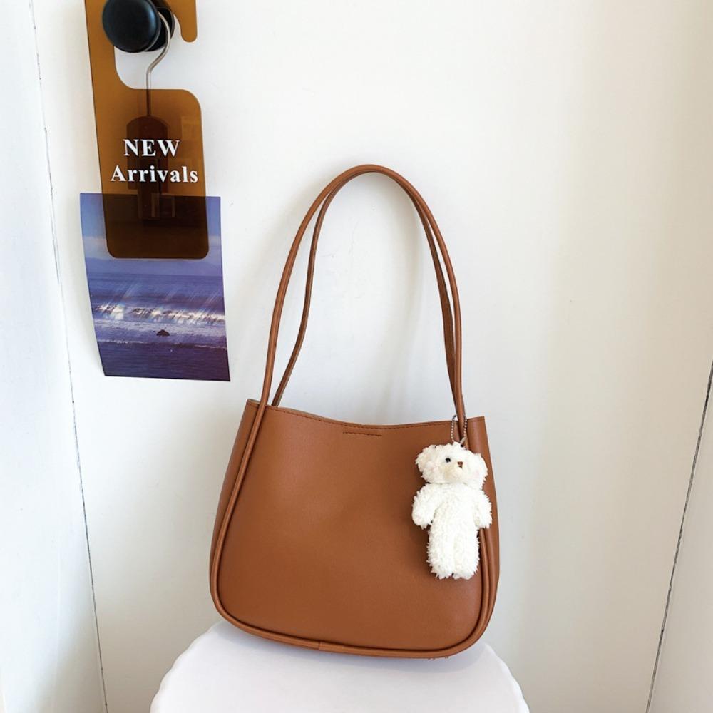 Solid Color PU Leather Shoulder Bag Korean Style Handbag Crossbody Bag Underarm Bag  Commuting