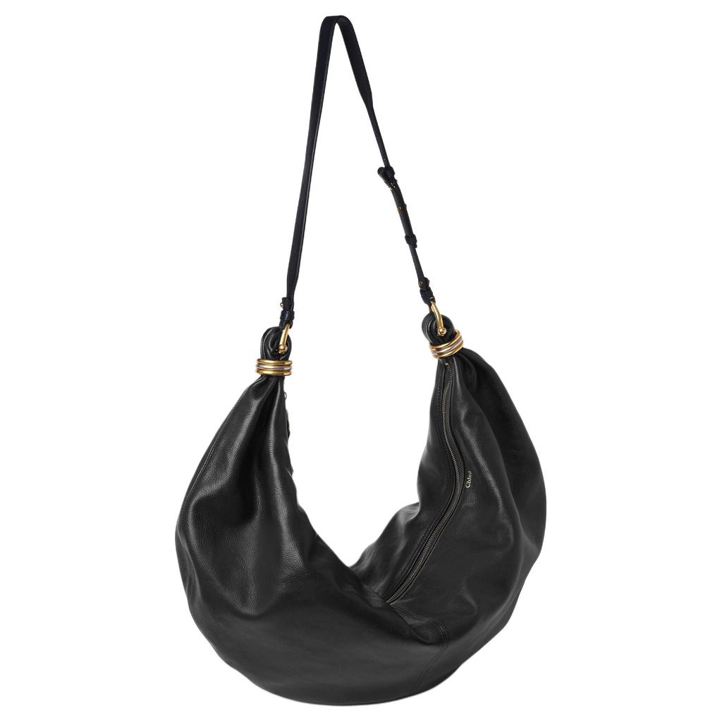 Chloe Bracelet Adjustable Detachable Shoulder Strap Zipper Closure Pebbled Leather With Shiny Pebbled Calfskin Shoulder Bag Large CHC24-AS610N72-001