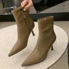 Winter High Heels Pointed Toe Women Short Boots Designer Elegant Shoes 2025 Fashion New Chelsea Ankle Boots Dress Pumps Zapatos