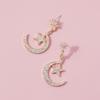 Trendy Gold Alloy Star Moon Earrings Sparkling Fashion Dangle Earrings For Women