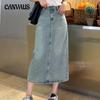 Split Denim Half-body Skirt Women's Summer High Waist Mid-length Denim Skirt A-line Skirt