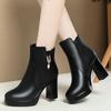 Autumn High Quality Genuine Leather Winter Boots Comfortable Warm Fur Women Ankle Boots High Heel Women's Booties Platform Shoes