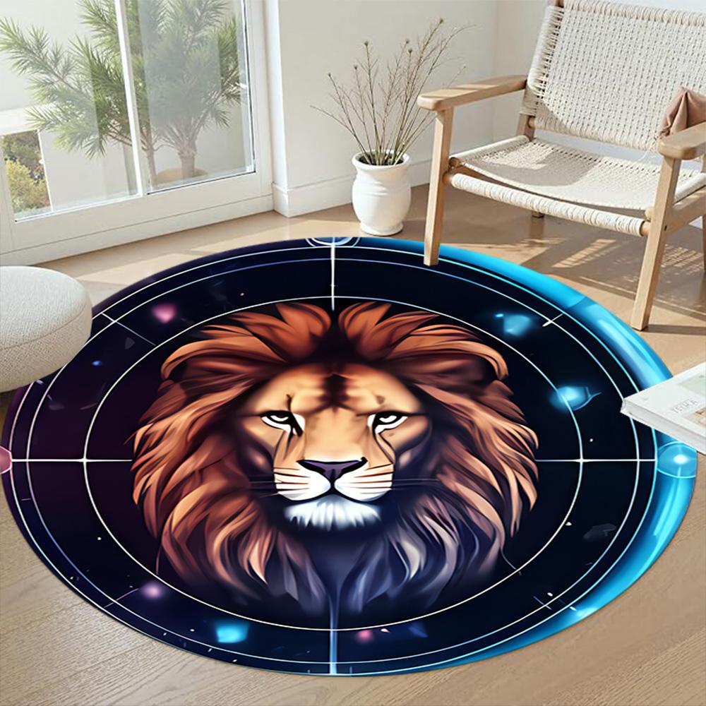 Lion Round Floor Mat Perfect for Bedrooms Outdoor Playrooms Entryway Anti-slip Round Rug Office home decor Wedding Party Gift