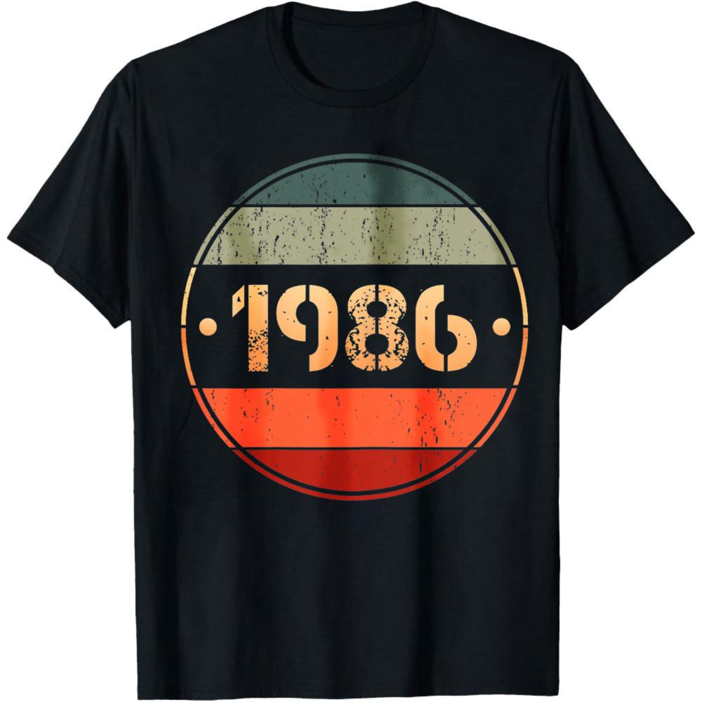 1986 Винтажная Летняя Унисекс Футболка Ретро Стиль Унисекс Повседневная Одежда Подарок на День Рождения Одежда для Празднования Годовщины Повседневная Жизнь Топы
