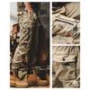 Men Casual Cargo Pants Elastic Waistband Drawstring Multi Pockets Hip Hop Slacks Shrinkable Cuffs Long Trousers