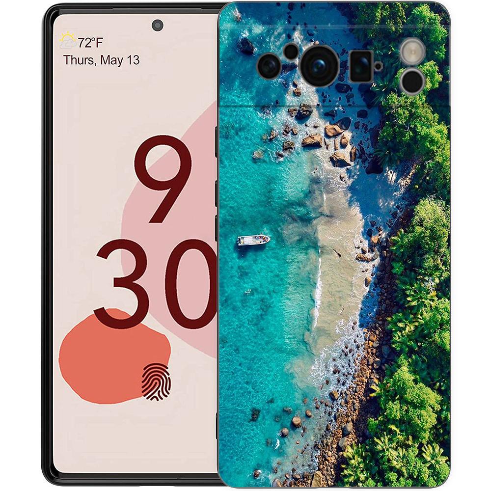 Морской синий Небо пляж Для Google Pixel 8 7 6 Pro 6A 5G Черный чехол для телефона Мягкая противоударная задняя крышка Силиконовый чехол из ТПУ Коке