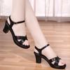 Open-toed Sandals Women's Summer New Mid-heel Platform Soft Leather Comfortable Non-slip One-word Buckle Waterproof Table Mother Sandals