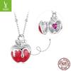 Yinziyun s925 Стерлинговое Серебро Рождественское Яблоко Ожерелье с Открывающимся Кулоном - Уникальный Подарок Цепочка на Ключицу