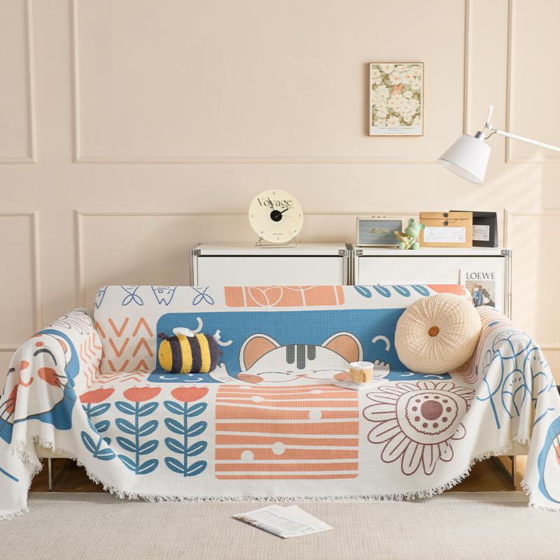 Полотенце для дивана с милым кроликом, полотенце для чехла на диван, ленивый чехол для дивана, защита от царапин от кошек, все включено, универсальная подушка для дивана на все сезоны