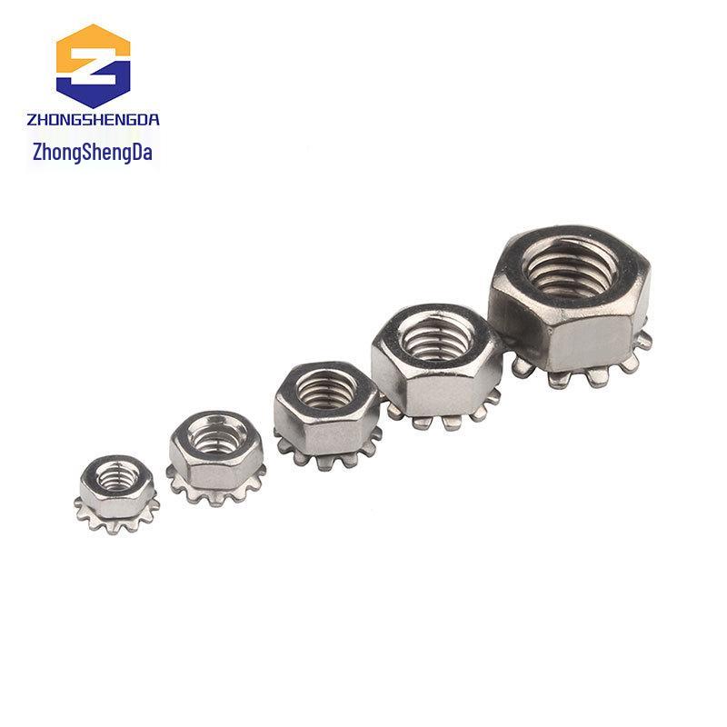 Nickel-Plated White Zinc External Tooth K-Type Cap Nut Multi-Tooth Washer M3-M8