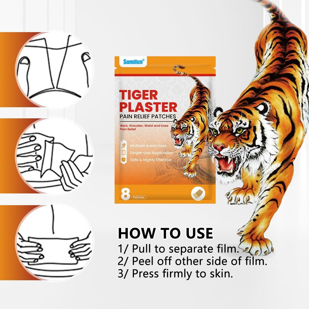 8 шт./упаковка Английский тигровый пластырь Дальний инфракрасный облегчение боли в мышцах
