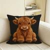 Animal D FlatPrinted Highland Cow Cushion Cover Natural Linen Pillowcase Set AllinOne Decor for Sofa Bedroom  Chair