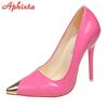 Fashion Aphixta Metal Pointed Tou Red Black Baby Pink 12cm Stiletto Heels Pumps Women Shoes Super Big Size 49 50 51 52 53