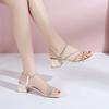 Модные и минималистичные римские сандалии 2024 года, лето, новый стиль, средний каблук, инкрустированный бриллиантами, повседневная универсальная женская обувь