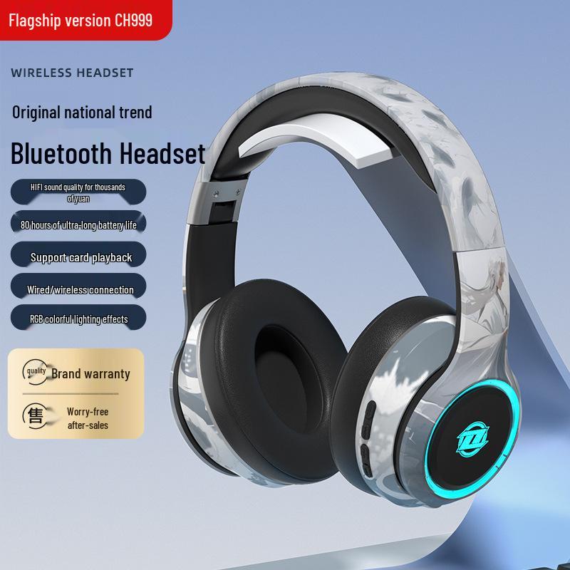 Обновленные беспроводные Bluetooth 5.3 накладные наушники для спорта и киберспорта