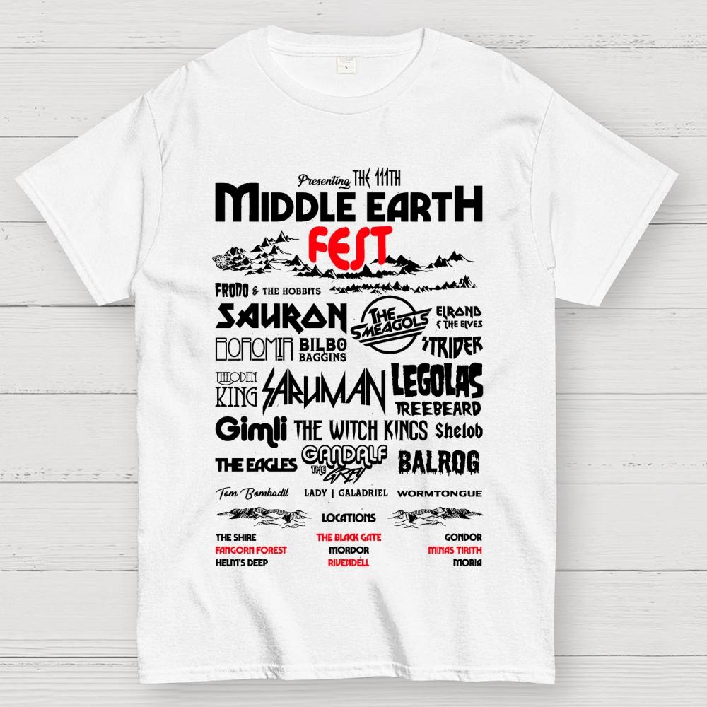 Middle Earth Fest Unisex 100% Cotton Summer Casual Cool Loose T-Shirt