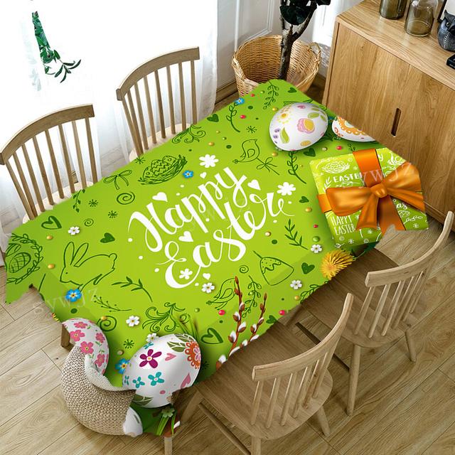 Скатерть с принтом «Яйцо и кролик» Пасхальная скатерть для вечеринки, Дня Благодарения, Рождественский праздничный стол, праздничные украшения, аксессуары
