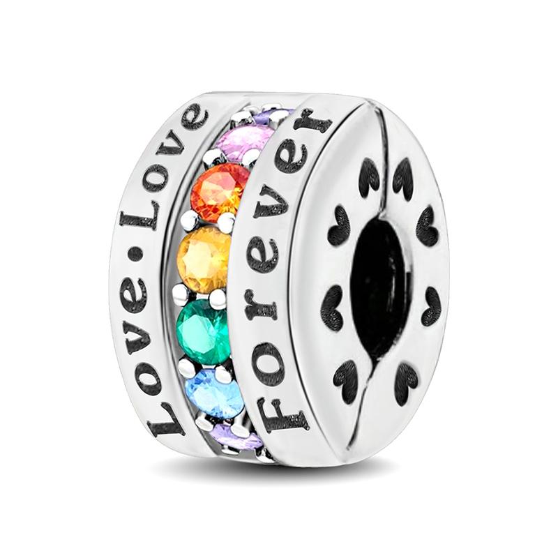 Медные подвески Циркон Розовое Сердце Любви Шармы Бусины Подходят для Оригинального Браслета Пан Браслеты DIY Ювелирные Изделия Для Женщин