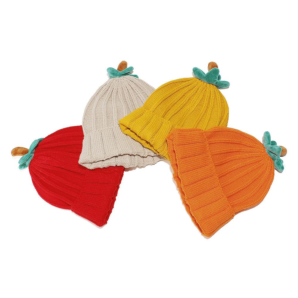 Temu autumn and winter new wool hat female cute personality pullover hat pumpkin knitted hat student