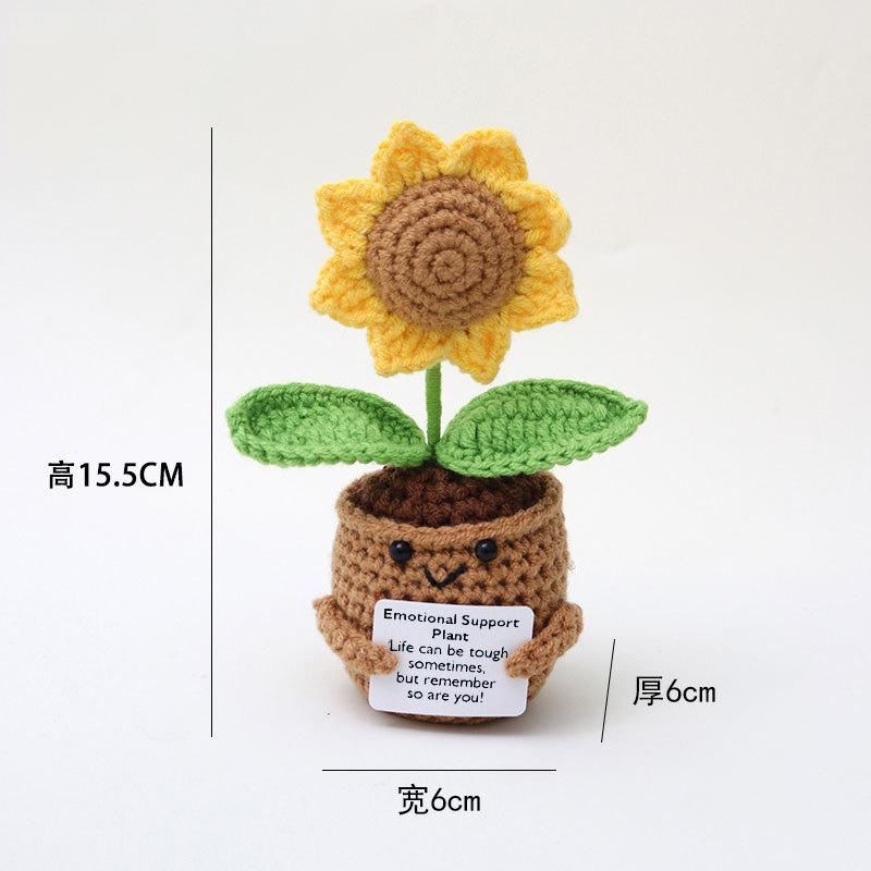 Mini Animal Crochet Potted Cute Handwoven Cartoon Flowers Creative Hand-knitted Car Home Desktop Shelf Decor Items Gift