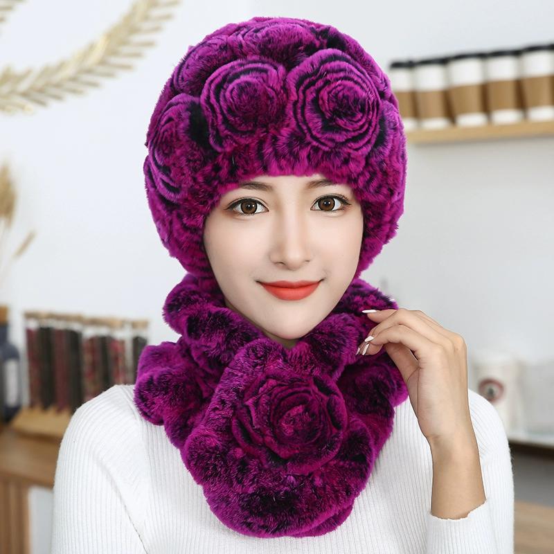 Шапка из меха кролика Рекс женская, осень-зима, среднего возраста и пожилая, утолщенная, теплая, модная, для бабушки, старой леди, свекрови, меховая шапка