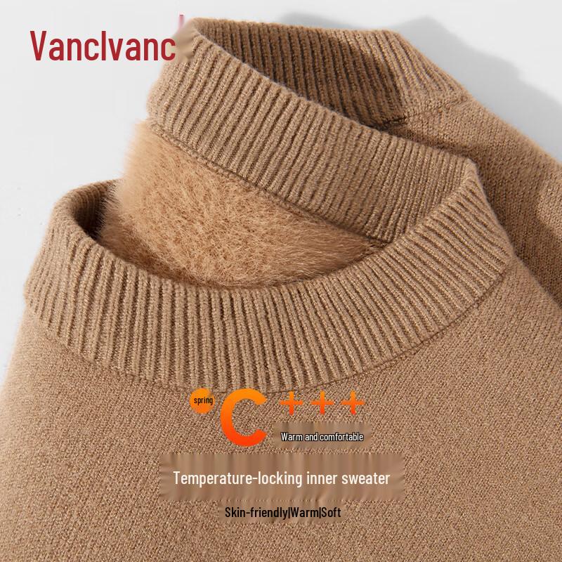 Men's Thermal Fleece-Lined Round Neck Pullover Sweater