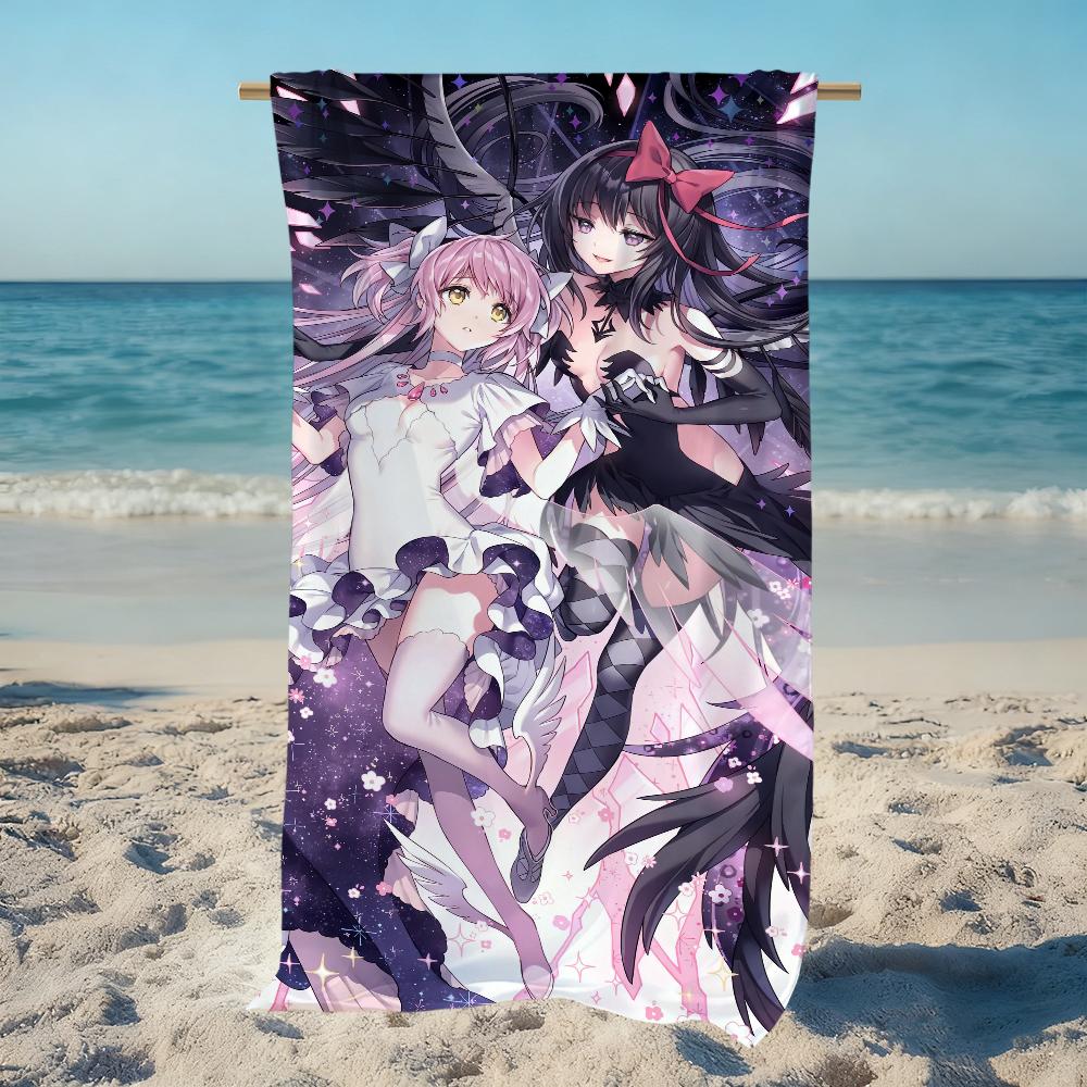 P-puella M-magi M-mado-ka M-magica Мультяшное Полотенце Пляжное Быстросохнущее Мягкое Полотенца для Бассейна Подарок для Путешествий Спортзала Душа Кемпинга