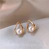 Water Drop-shaped Pearl Stud Earrings Light Luxury High-end French Temperament Earrings Women's Fashion Simple and Elegant Earrings Women