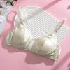 New Simple and Comfortable Satin Small Chest Concealed Double Breasts No Steel Rim Bra Women's Mulberry Silk Underwear