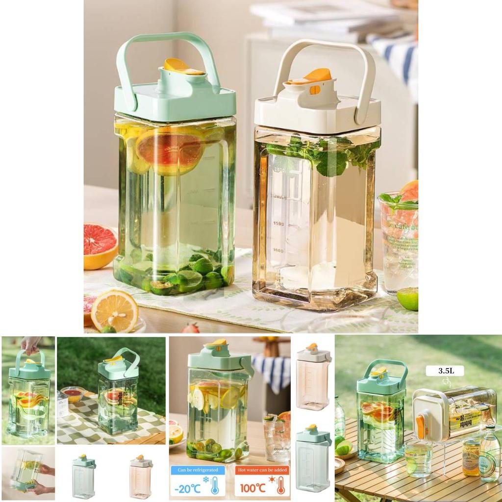 Кувшин для ледяной воды большой емкости в современном простом стиле с краном зеленый/белый