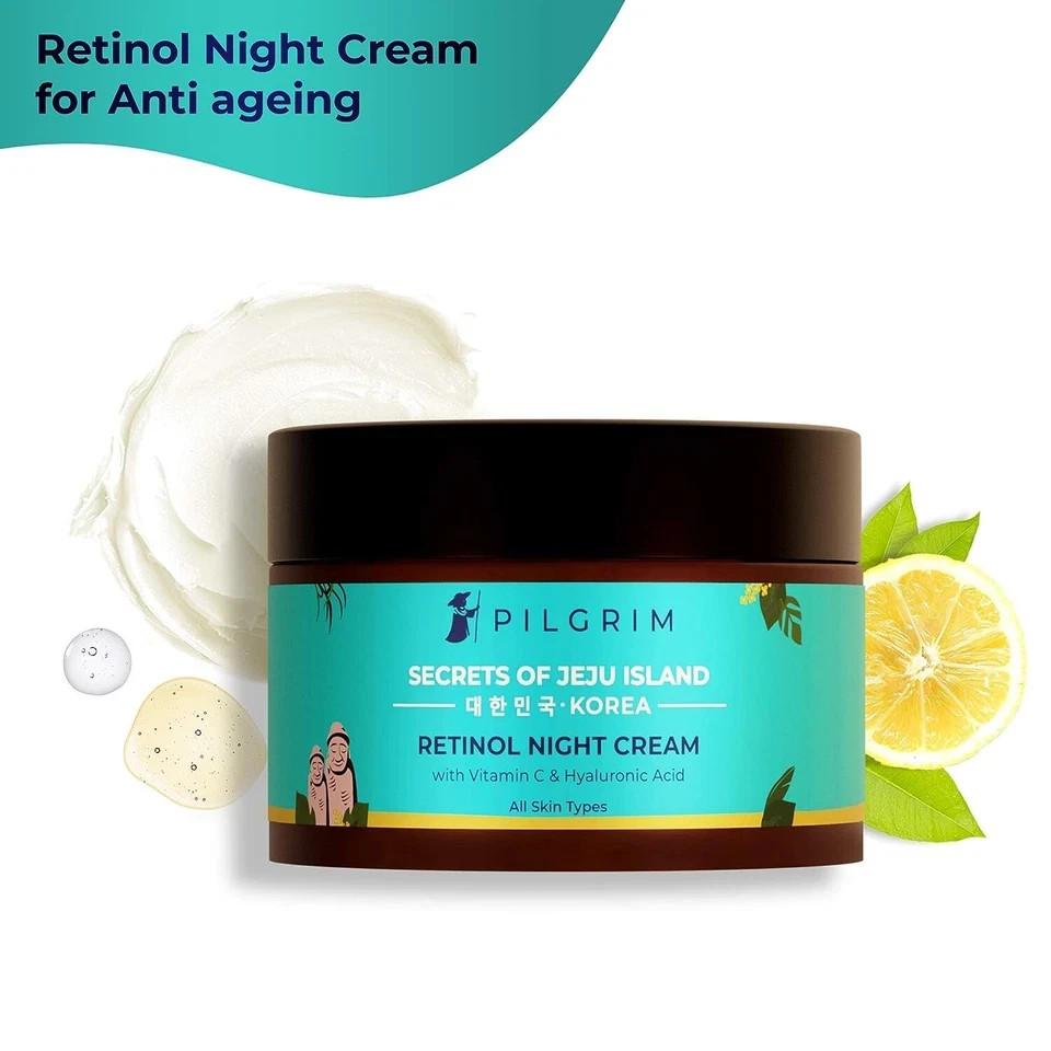 Pilgrim Korean Retinol Anti Aging Night Cream With Hyaluronic Acid 50gm