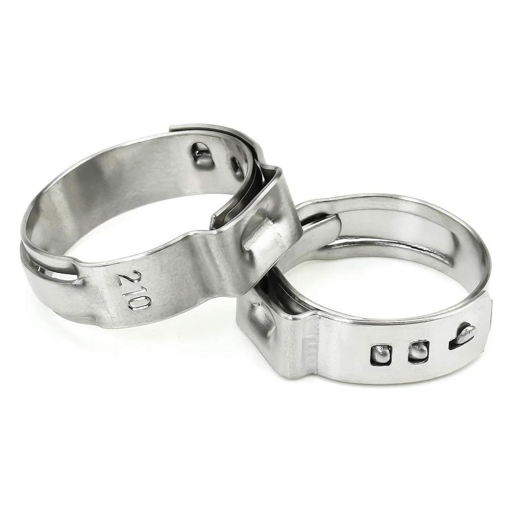 128Pcs Single Ear Stepless Clamp Set Hose Clamp Clamp 304 Stainless Steel Single Ear Pipe Clamp PEX Pipe Clamp