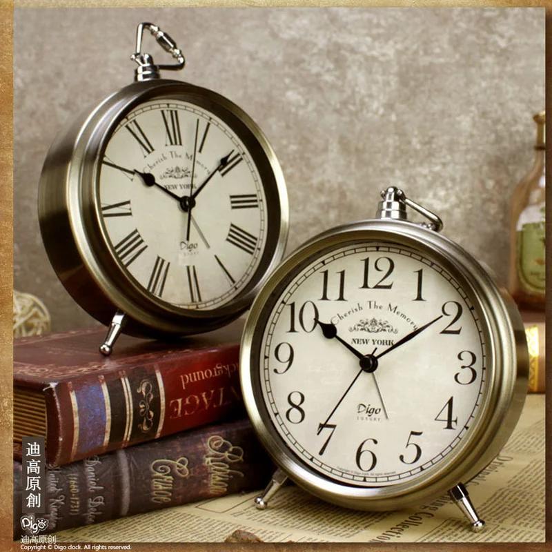 Ретро Простой Студенческий Общежитие Настольный Будильник Металлические Изделия Гостиная Спальня Бесшумный Будильник Домашнее Украшение