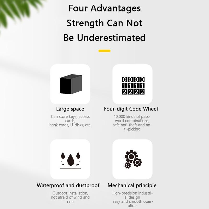 Wall Mounted Key Storage 4 Digital Combination Password Security Code Lock Key Lock Box For Home Office Storage Box Organizer