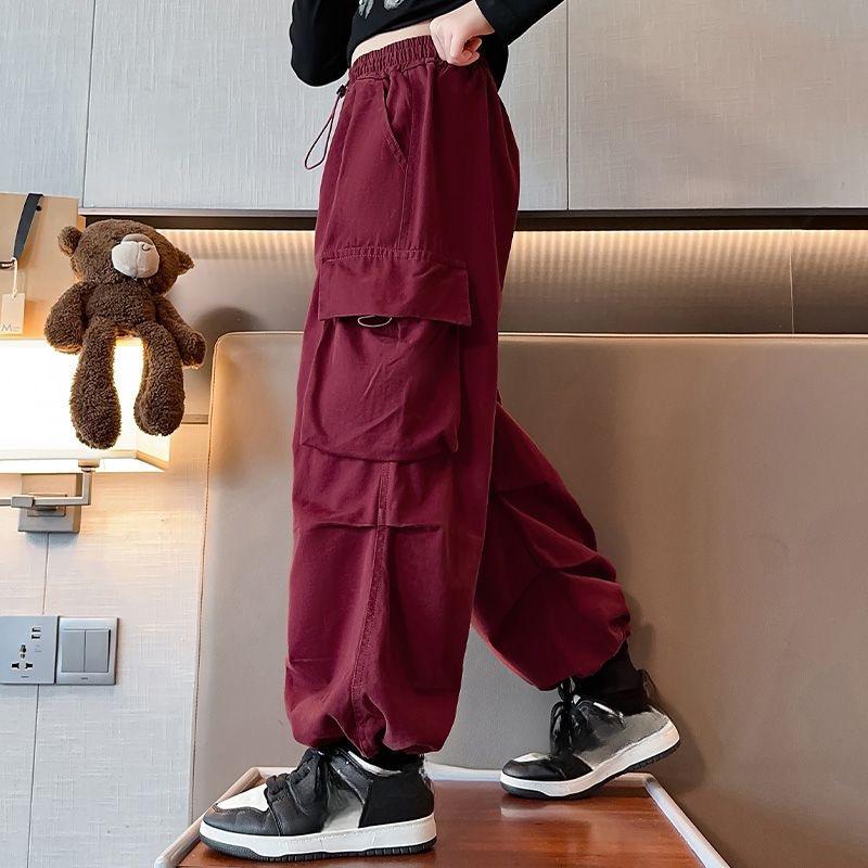 Комбинезоны для девочек Весна и осень Детские осенние свободные прямые брюки для детей среднего возраста
