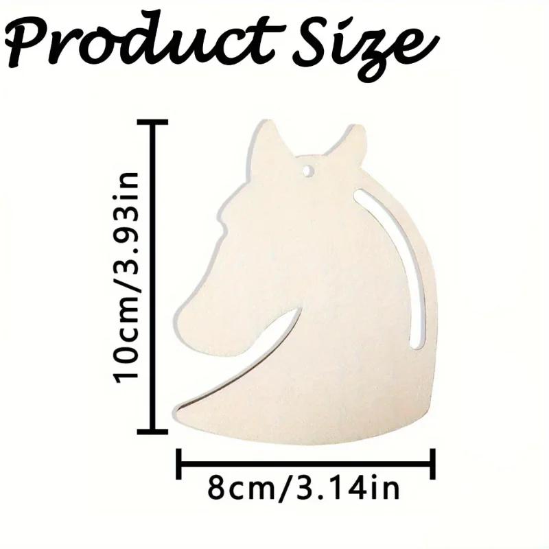Top Quality 24 Pcs Wooden Horse-head-shaped Decorations, Painting Supplies, Diy Handicrafts, Wooden Hanging Decorations