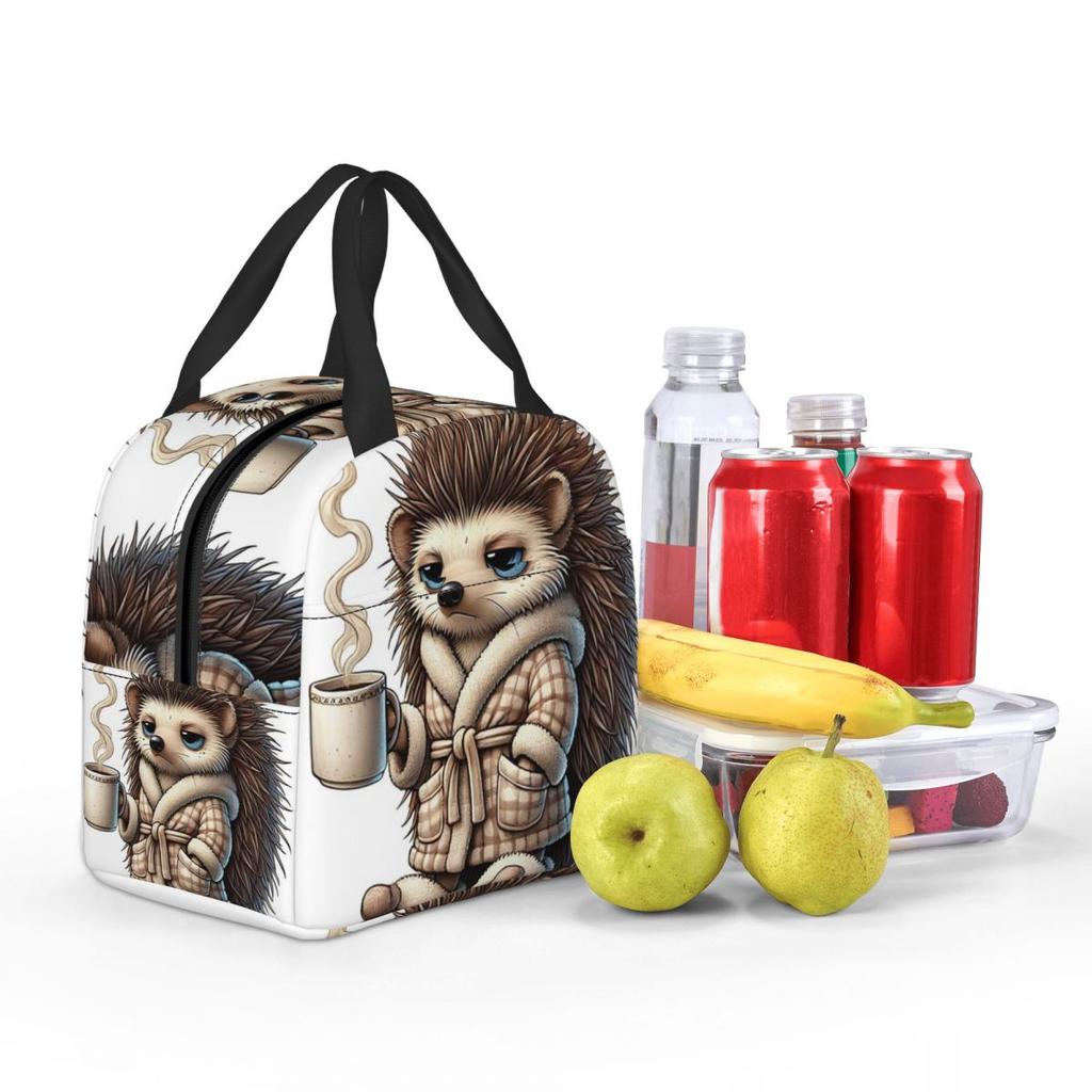 Tired Hedgehog Insulated Lunch Bag for Kids School Cooler Thermal Food Box Tote Portable Lunch Boxes Container
