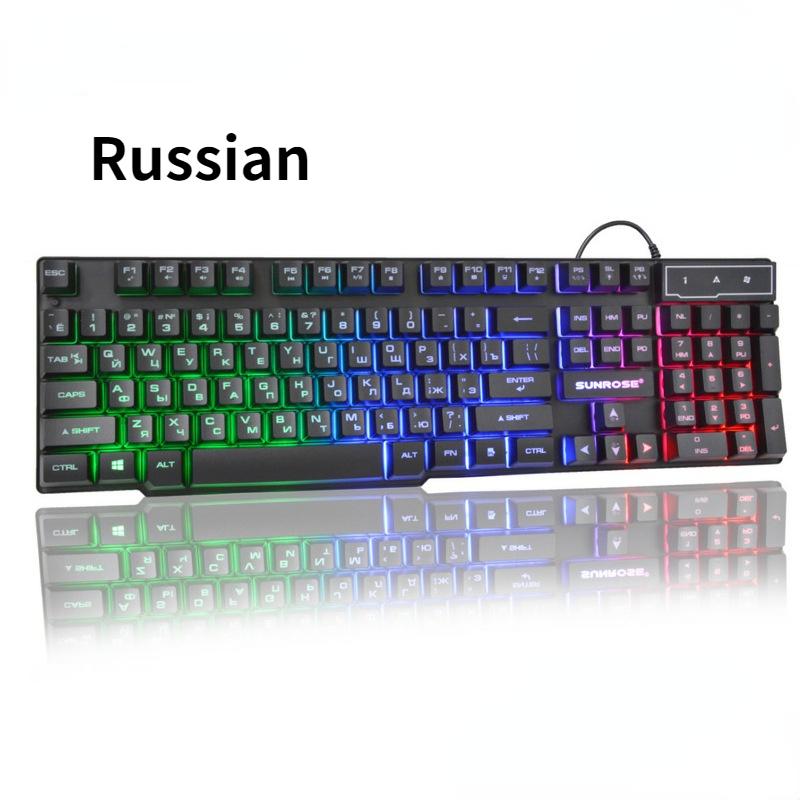Русская светящаяся клавиатура Русская светящаяся механическая ручная клавиатура