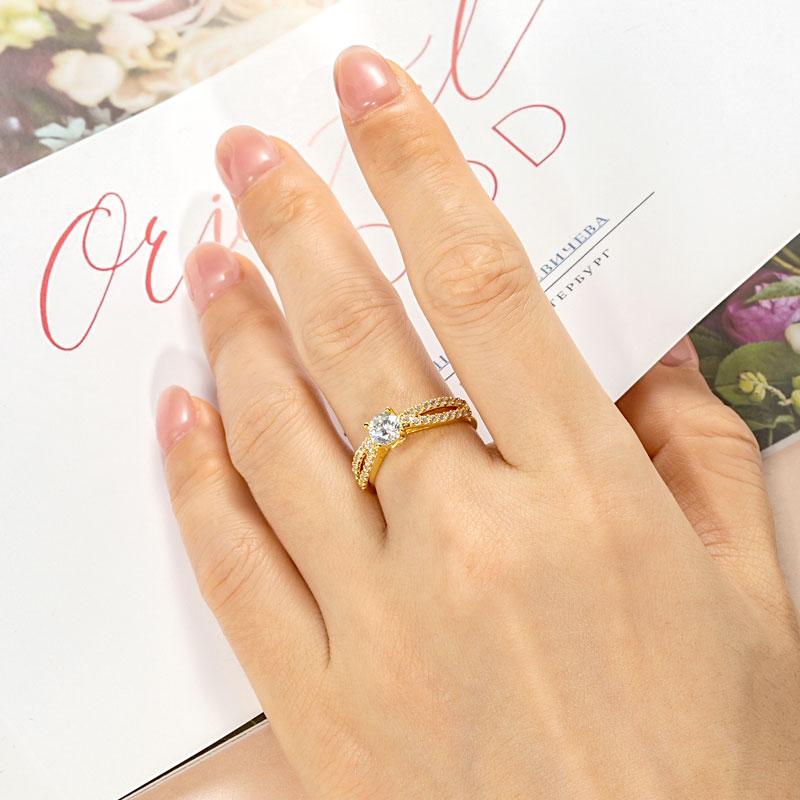 Rrjzz Brilliant Round CZ Simulated Diamond Infinity Love Engagement Rings Silver Gold Color Infinity Women Ring for Fine Jewelr