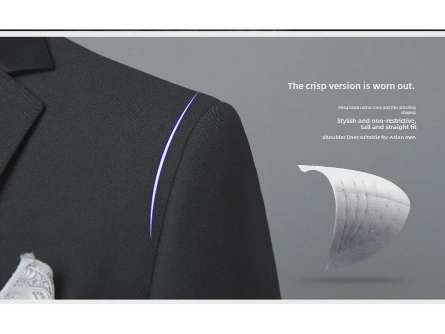 Мужские облегающие костюмы в корейском стиле: Повседневные, деловые или свадебные куртки (Без морщин)
